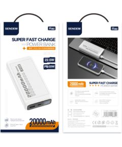 SENDEM PH82 powerbank 20000 mAh | 2,4A | LED | balta