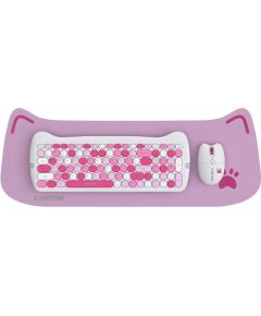 CANYON HSET-W6 EN Keyboard+Mouse Kitty Edition AAA+АА Wireless Pink