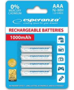 Esperanza EZA102W PRECHARGED HR03 1000MAH ALWAYS READY BLISTERA IEPAKOJUMĀ 4GB.
