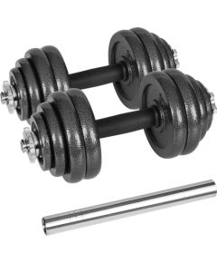 Hantle żeliwne regulowane w walizce z gryfem, zestaw 30kg  REBEL ACTIVE