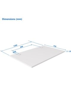 Up Up Table top M White, 1200x750x25mm (Laminated particle board)