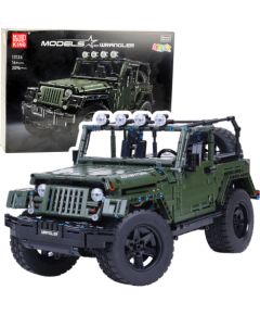 Leantoys Construction Bricks Off-Road Car Green Khaki 2078 pcs.