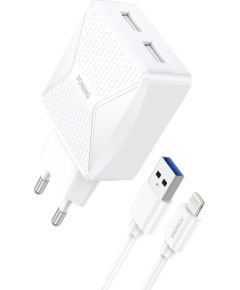 GaN Foneng EU50 charger, 35W 2x USB-C to Type-C to Lightning (white)