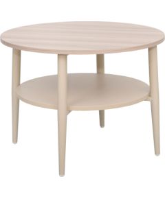 Coffee table LESTER 60x60xH45cm, light wood/beige