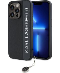 Karl Lagerfeld Apple  Karl Lagerfeld PU Saffiano Rhinestone Charm Case for iPhone 15 Pro  Black