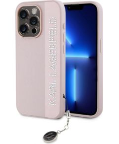Karl Lagerfeld Apple  Karl Lagerfeld PU Saffiano Rhinestone Charm Case for iPhone 15 Pro Pink