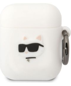 Karl Lagerfeld -  Karl Lagerfeld 3D Logo NFT Choupette Head Silicone Case for AirPods 1/2 White