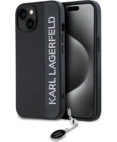Karl Lagerfeld Apple  Karl Lagerfeld PU Saffiano Rhinestone Charm Case for iPhone 15 Black