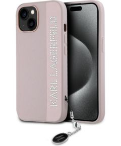 Karl Lagerfeld Apple  Karl Lagerfeld PU Saffiano Rhinestone Charm Case for iPhone 15 Pink