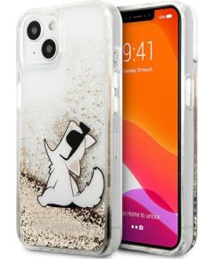 KLHCP13SGCFD Karl Lagerfeld Liquid Glitter Choupette Eat Case for iPhone 13 mini Gold