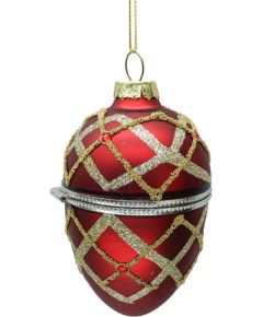 Christmas ornament JOY EGG RED 9.5cm, glass