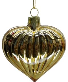 Christmas ornament JOY HEART GOLD 8cm, glass