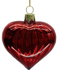 Christmas ornament JOY HEART RED 8cm, glass