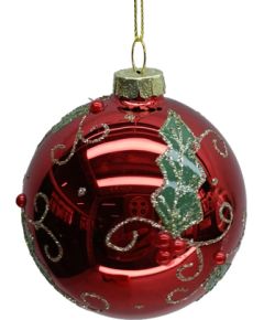 Christmas ornament JOY RED D8cm, glass