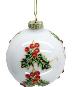 Christmas ornament JOY WHITE D8cm, glass