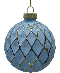 Christmas ornament JOY XMAS BLUE D8cm, glass