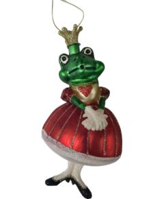 Christmas ornament JOY FROG QUEEN 14cm, glass