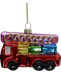 Christmas ornament JOY FIRETRUCK 10cm, glass