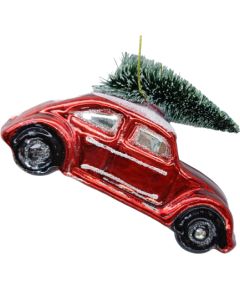 Christmas ornament JOY CAR RED 10.6cm, glass