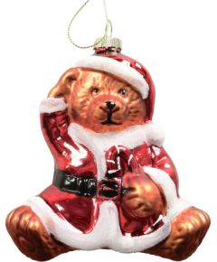 Christmas ornament JOY BEAR SANTA 10.5cm, glass