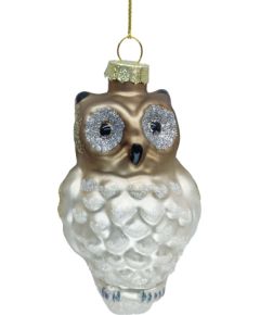 Christmas ornament JOY OWL 11cm, glass
