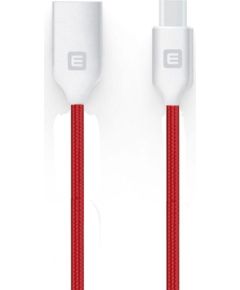 Evelatus TPC06 Neilona Pīts cinkota konektora USB uz USB-C Datu & PD 20W uzlādes kabelis 1m Sarkans