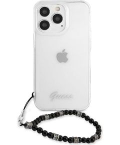 Guess Apple  iPhone 13 Pro PC Script and Black Pearls Case Transparent