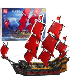 Leantoys Construction Bricks Pirate Ship Red Sails 3139 pcs.