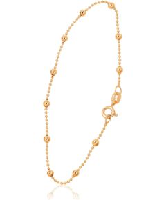Серебряная цепочка Бусинки 1-3 мм #2400058(PAu-Y)-bracelet, Серебро 925°, желтое золото (покрытие), длина: 17 см, 1.6 гр.