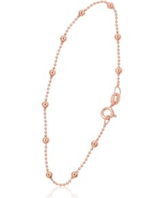 Серебряная цепочка Бусинки 1-3 мм #2400058(PAu-R)-bracelet, Серебро 925°, красное золото (покрытие), длина: 18 см, 1.8 гр.