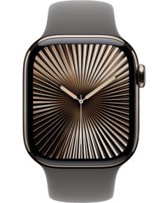 Apple Watch Series 10, Smartwatch (Titanium Natural, Titanium Case, 42 mm, Stone grey Sport Band S/M, cellular)