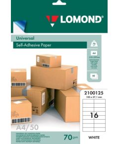 Lomond Self-Adhesive Paper Universal Labels, 16/105x37, A4, 50 sheets, White