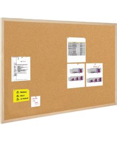 Bi-Office Tablica korkowa BI-OFFICE, 120x60cm, 2-warstwy korka, rama drewniana