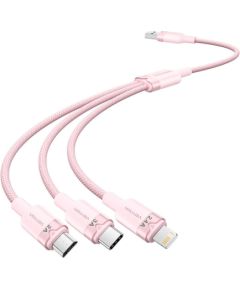 USB 2.0 A to 3in1 3A cable Vention CTPPG 1.5M (pink)