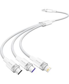USB 2.0 A to 3-in-1 6A cable Vention CTRWG 1.5M (white)