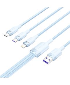 USB 2.0 A to 3-in-1 6A cable Vention CTRLG 1.5M (blue)
