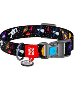 Nylon dog collar with QR code Waudog "NASA" size M