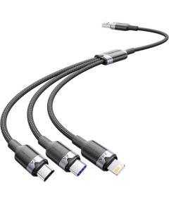 USB 2.0 A to 3-in-1 6A cable Vention CTRBG 1.5M (black)