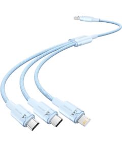 USB 2.0 A to 3in1 3A cable Vention CTPLG 1.5M (blue)