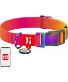 Nylon dog collar with QR code WAUDOG 15 mm wide, 25-35 cm long orange
