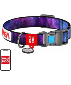 Waudog "NASA21" nylon dog collar with QR code, size M, width 20 mm