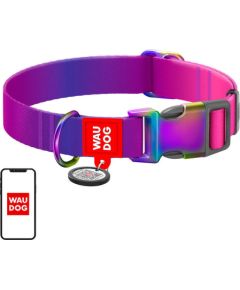 Waudog gradient nylon dog collar with QR code, purple , size XL
