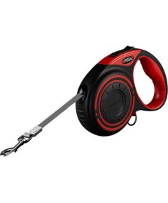 Dogness automatic leash with flashlight and bag container (red)