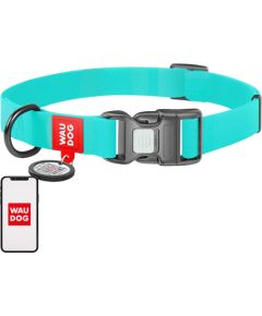 Waterproof glowing dog collar with QR passport WAUDOG 40 mm wide, 46-70 cm long