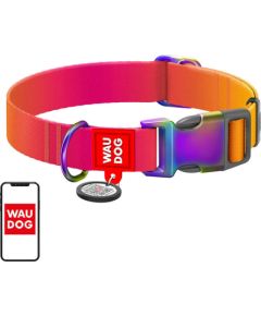 Nylon collar with QR code for Waudog gradient dog, orange , size XL