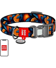 Waudog "Oranges" nylon dog collar with QR code, size S