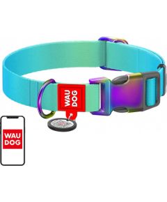 Nylon collar with QR code for Waudog gradient dog, blue , size XL