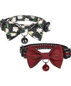 Collar set Dogness for cats 2 pcs (Daisy Black/Waterproof Red)