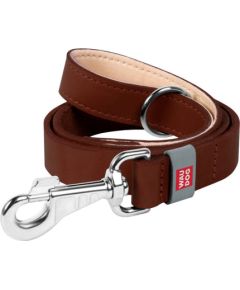WAUDOG natural leather dog leash 20 mm wide, 122 cm long brown