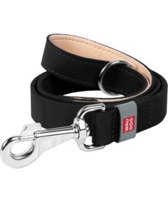 WAUDOG natural leather dog leash 20 mm wide, 122 cm long Black